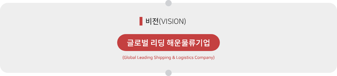 Vision : 글로벌 리딩 해운물류기업, (Global Leading Shipping & Logistics Company)